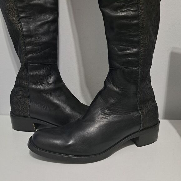 Sesto Meucci Leather Riding Slouchy Knee High Phyton Print Gothic Boots Size 7 - Picture 8 of 15